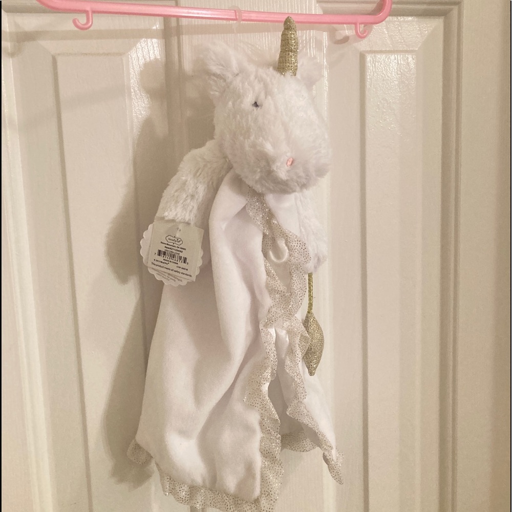 Plush White and Gold Glitter Unicorn Lovey by Mud Pie, NWT